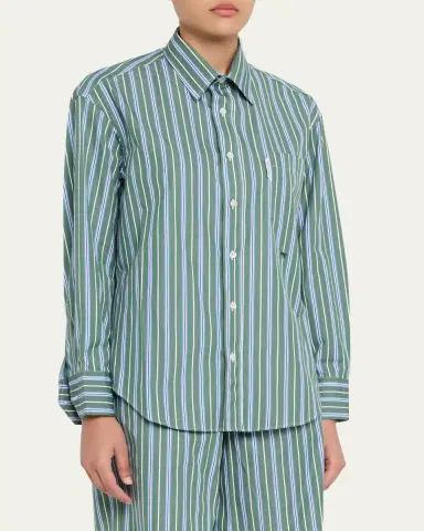 HOMMEGIRLS Striped Oxford Button-Down Shirt | Thumbnail 4 HOMMEGIRLS Striped Oxford Button-Down Shirt | Thumbnail 4