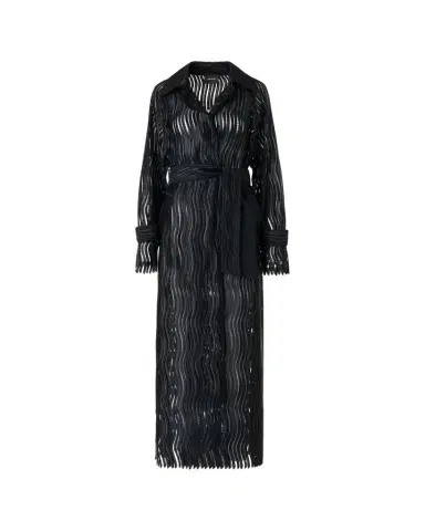 Akris Wave Embroidered Single-Breasted Long Coat | Thumbnail 1 Akris Wave Embroidered Single-Breasted Long Coat | Thumbnail 1