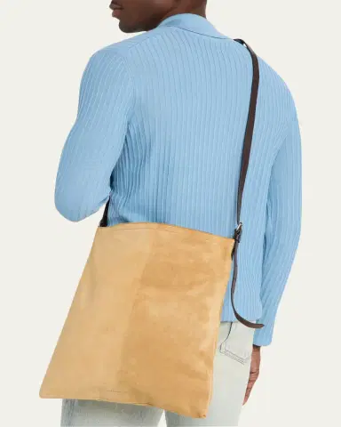 Dries Van Noten Men's Leather-Trimmed Suede Crossbody Bag | Thumbnail 2 Dries Van Noten Men's Leather-Trimmed Suede Crossbody Bag | Thumbnail 2