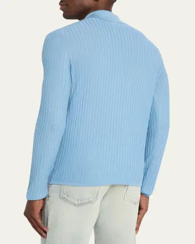 Saint Laurent Men's Wool, Cashmere and Silk Ribbed Polo Sweater | Thumbnail 3 Saint Laurent Men's Wool, Cashmere and Silk Ribbed Polo Sweater | Thumbnail 3