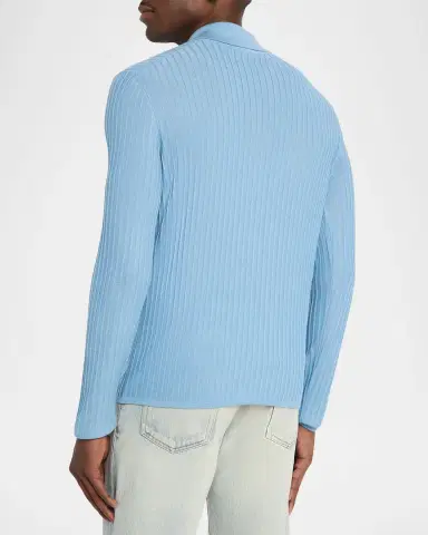 Saint Laurent Men's Wool, Cashmere and Silk Ribbed Polo Sweater | Thumbnail 7 Saint Laurent Men's Wool, Cashmere and Silk Ribbed Polo Sweater | Thumbnail 7