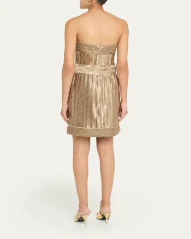 Giorgio Armani Strapless Metallic Pleated Bustier Mini Dress | Thumbnail 3 Giorgio Armani Strapless Metallic Pleated Bustier Mini Dress | Thumbnail 3