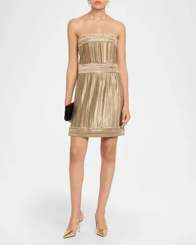 Giorgio Armani Strapless Metallic Pleated Bustier Mini Dress | Thumbnail 6 Giorgio Armani Strapless Metallic Pleated Bustier Mini Dress | Thumbnail 6