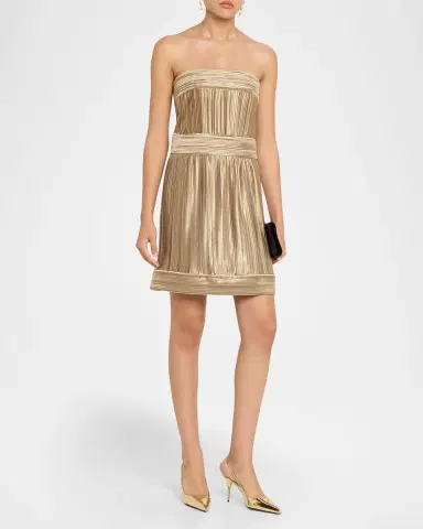 Giorgio Armani Strapless Metallic Pleated Bustier Mini Dress | Thumbnail 8 Giorgio Armani Strapless Metallic Pleated Bustier Mini Dress | Thumbnail 8