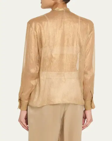 Giorgio Armani Metallic Silk Button-Down Shirt | Thumbnail 3 Giorgio Armani Metallic Silk Button-Down Shirt | Thumbnail 3