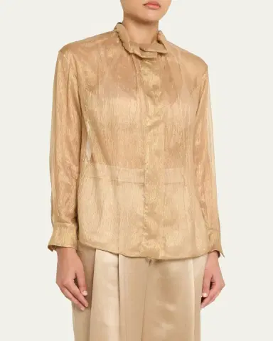Giorgio Armani Metallic Silk Button-Down Shirt | Thumbnail 4 Giorgio Armani Metallic Silk Button-Down Shirt | Thumbnail 4