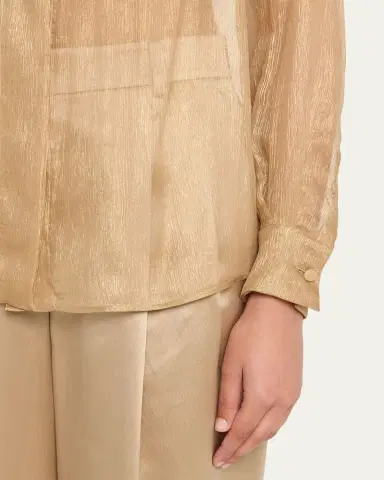 Giorgio Armani Metallic Silk Button-Down Shirt | Thumbnail 5 Giorgio Armani Metallic Silk Button-Down Shirt | Thumbnail 5