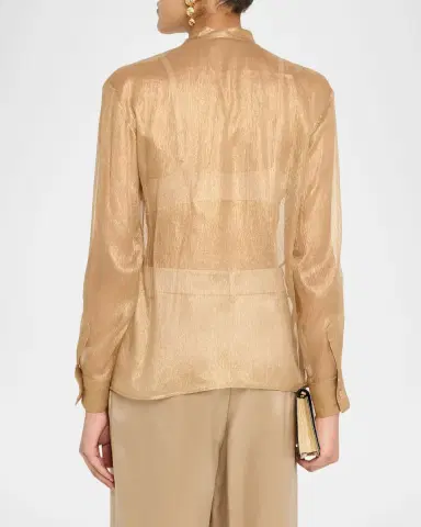 Giorgio Armani Metallic Silk Button-Down Shirt | Thumbnail 7 Giorgio Armani Metallic Silk Button-Down Shirt | Thumbnail 7