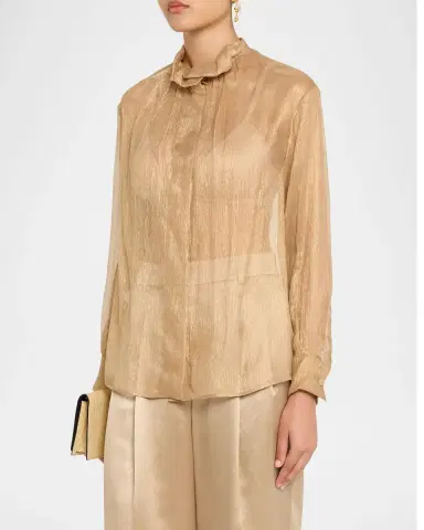 Giorgio Armani Metallic Silk Button-Down Shirt | Thumbnail 8 Giorgio Armani Metallic Silk Button-Down Shirt | Thumbnail 8