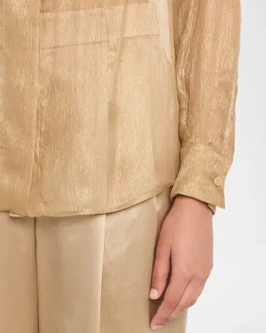 Giorgio Armani Metallic Silk Button-Down Shirt | Thumbnail 9 Giorgio Armani Metallic Silk Button-Down Shirt | Thumbnail 9