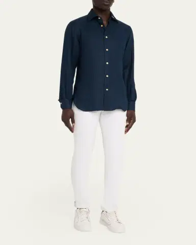 Kiton Men's Linen Button-Down Shirt | Thumbnail 2 Kiton Men's Linen Button-Down Shirt | Thumbnail 2