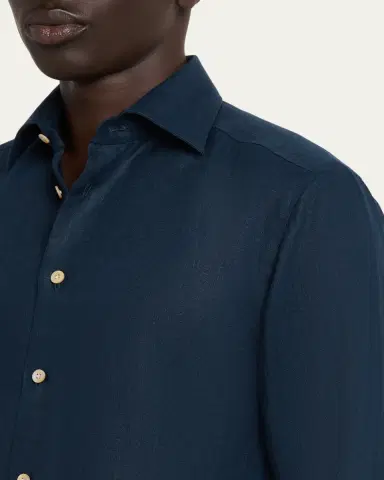 Kiton Men's Linen Button-Down Shirt | Thumbnail 5 Kiton Men's Linen Button-Down Shirt | Thumbnail 5