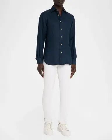 Kiton Men's Linen Button-Down Shirt | Thumbnail 6 Kiton Men's Linen Button-Down Shirt | Thumbnail 6