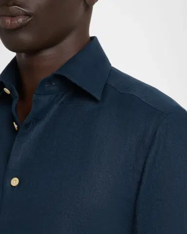 Kiton Men's Linen Button-Down Shirt | Thumbnail 9 Kiton Men's Linen Button-Down Shirt | Thumbnail 9