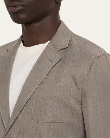Giorgio Armani Men's Chevron Cupro Patch-Pocket Blazer | Thumbnail 5 Giorgio Armani Men's Chevron Cupro Patch-Pocket Blazer | Thumbnail 5