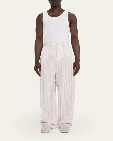 Willy Chavarria Men's Toluca Striped Oversized Linen-Blend Pants | Thumbnail 2 Willy Chavarria Men's Toluca Striped Oversized Linen-Blend Pants | Thumbnail 2