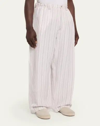 Willy Chavarria Men's Toluca Striped Oversized Linen-Blend Pants | Thumbnail 4 Willy Chavarria Men's Toluca Striped Oversized Linen-Blend Pants | Thumbnail 4