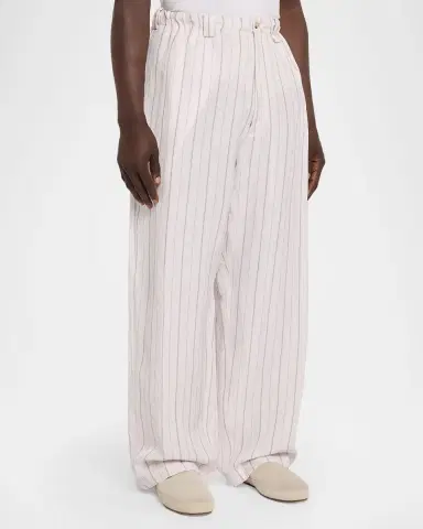 Willy Chavarria Men's Toluca Striped Oversized Linen-Blend Pants | Thumbnail 8 Willy Chavarria Men's Toluca Striped Oversized Linen-Blend Pants | Thumbnail 8