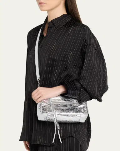 Balenciaga Le City Mini Metallic Leather Moto Shoulder Bag | Thumbnail 4 Balenciaga Le City Mini Metallic Leather Moto Shoulder Bag | Thumbnail 4