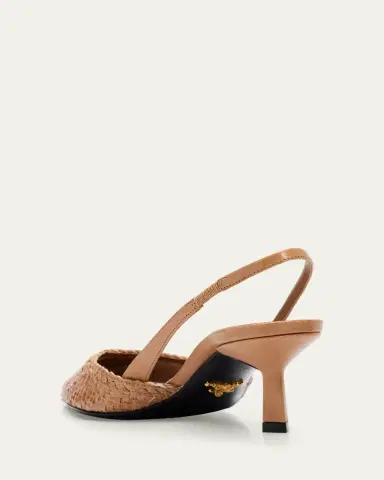 Prada 55mm Triangle Logo Woven Leather Slingback Pumps | Thumbnail 4 Prada 55mm Triangle Logo Woven Leather Slingback Pumps | Thumbnail 4