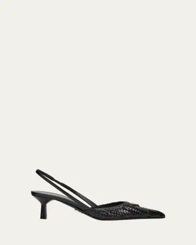 Prada 55mm Triangle Logo Woven Leather Slingback Pumps | Thumbnail 6 Prada 55mm Triangle Logo Woven Leather Slingback Pumps | Thumbnail 6