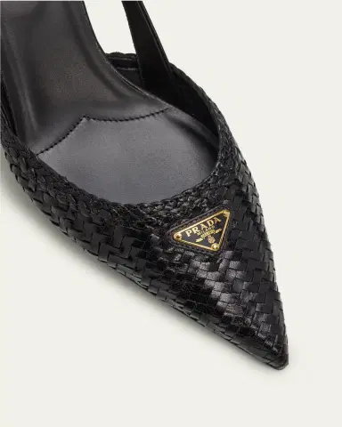 Prada 55mm Triangle Logo Woven Leather Slingback Pumps | Thumbnail 10 Prada 55mm Triangle Logo Woven Leather Slingback Pumps | Thumbnail 10