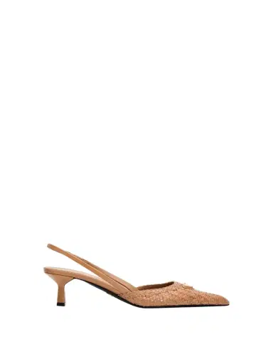 Prada 55mm Triangle Logo Woven Leather Slingback Pumps | Thumbnail 1 Prada 55mm Triangle Logo Woven Leather Slingback Pumps | Thumbnail 1