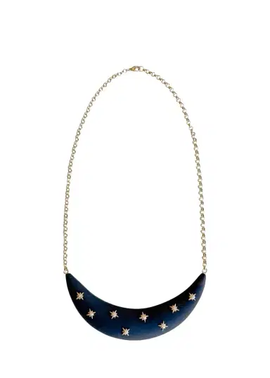 Haute Victoire Crescent Moon Ebony and Diamond Necklace | Thumbnail 1 Haute Victoire Crescent Moon Ebony and Diamond Necklace | Thumbnail 1