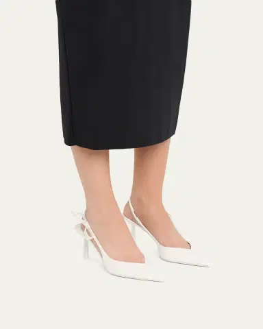 Prada 75mm Bow Leather Slingback Pumps | Thumbnail 2 Prada 75mm Bow Leather Slingback Pumps | Thumbnail 2