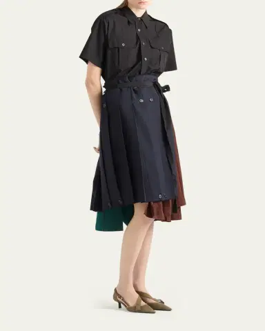 Prada Pleated Wool Patchwork Midi Skirt | Thumbnail 2 Prada Pleated Wool Patchwork Midi Skirt | Thumbnail 2
