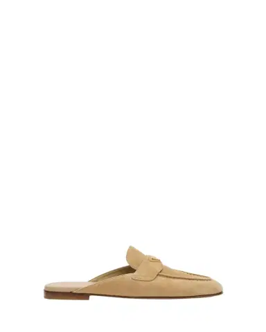 Prada Triangle Logo Suede Loafer Mules | Thumbnail 1 Prada Triangle Logo Suede Loafer Mules | Thumbnail 1