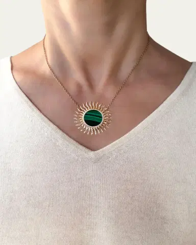 Haute Victoire 18K Malachite and Diamond Solar Necklace | Thumbnail 2 Haute Victoire 18K Malachite and Diamond Solar Necklace | Thumbnail 2