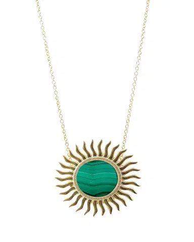 Haute Victoire 18K Malachite and Diamond Solar Necklace | Thumbnail 1 Haute Victoire 18K Malachite and Diamond Solar Necklace | Thumbnail 1