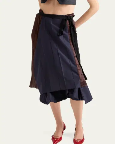 Prada Silk Faille Patchwork Midi Wrap Skirt | Thumbnail 4 Prada Silk Faille Patchwork Midi Wrap Skirt | Thumbnail 4