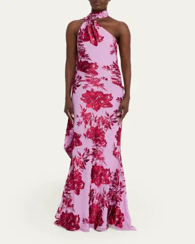 Retrofête Lorenna Floral One-Shoulder Scarf Gown | Thumbnail 2 Retrofête Lorenna Floral One-Shoulder Scarf Gown | Thumbnail 2