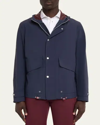 Brunello Cucinelli Men's Hooded Water-Resistant Jacket | Thumbnail 4 Brunello Cucinelli Men's Hooded Water-Resistant Jacket | Thumbnail 4