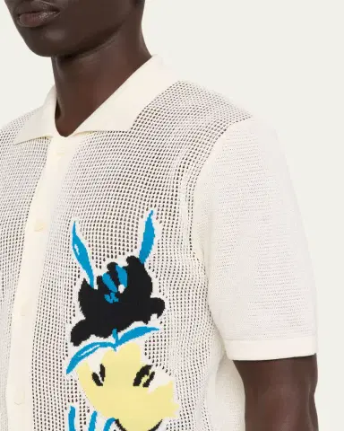 Marni Men's Floral Mesh Short-Sleeve Cardigan | Thumbnail 5 Marni Men's Floral Mesh Short-Sleeve Cardigan | Thumbnail 5