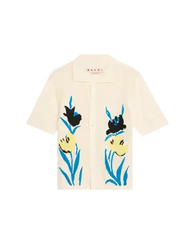 Marni Men's Floral Mesh Short-Sleeve Cardigan | Thumbnail 1 Marni Men's Floral Mesh Short-Sleeve Cardigan | Thumbnail 1
