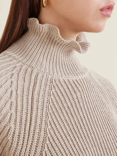Max Mara Camino Ruffled Ribbed-knit Cotton Sweater | Thumbnail 5 Max Mara Camino Ruffled Ribbed-knit Cotton Sweater | Thumbnail 5