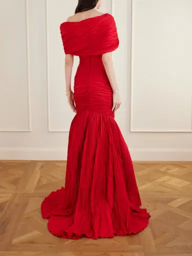 Marmar Halim One-shoulder Plissé Chiffon Gown | Thumbnail 3 Marmar Halim One-shoulder Plissé Chiffon Gown | Thumbnail 3