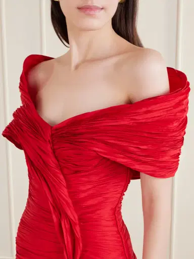Marmar Halim One-shoulder Plissé Chiffon Gown | Thumbnail 4 Marmar Halim One-shoulder Plissé Chiffon Gown | Thumbnail 4