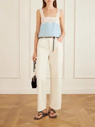 ALIX OF BOHEMIA Mia Sky Prima Cotton And Silk-blend Lace-trimmed Tank Top | Thumbnail 2 ALIX OF BOHEMIA Mia Sky Prima Cotton And Silk-blend Lace-trimmed Tank Top | Thumbnail 2