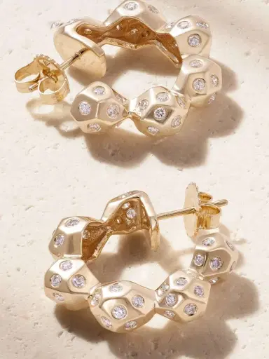 Marlo Laz La Roca 14-karat Gold Diamond Hoop Earrings | Thumbnail 3 Marlo Laz La Roca 14-karat Gold Diamond Hoop Earrings | Thumbnail 3