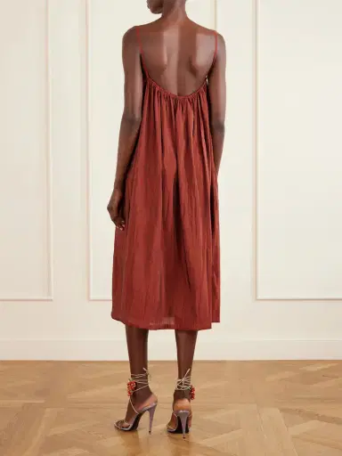 Saint Laurent Gathered Taffeta Midi Dress | Thumbnail 3 Saint Laurent Gathered Taffeta Midi Dress | Thumbnail 3