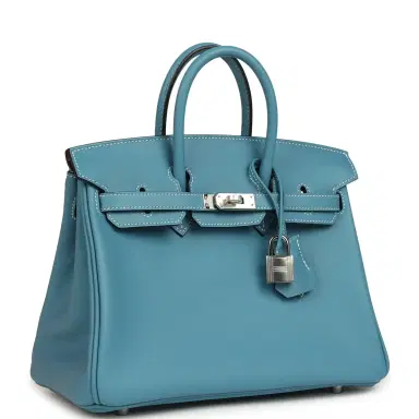 HERMÈS Hermes Birkin 25 Blue Jean Swift Palladium Hardware | Thumbnail 2 HERMÈS Hermes Birkin 25 Blue Jean Swift Palladium Hardware | Thumbnail 2