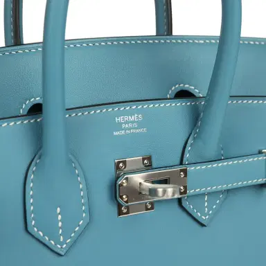 HERMÈS Hermes Birkin 25 Blue Jean Swift Palladium Hardware | Thumbnail 7 HERMÈS Hermes Birkin 25 Blue Jean Swift Palladium Hardware | Thumbnail 7