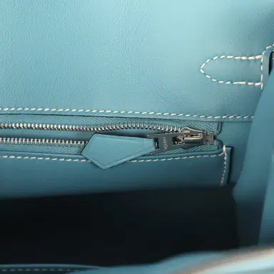 HERMÈS Hermes Birkin 25 Blue Jean Swift Palladium Hardware | Thumbnail 9 HERMÈS Hermes Birkin 25 Blue Jean Swift Palladium Hardware | Thumbnail 9