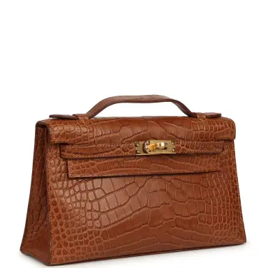 HERMÈS Hermes Kelly Pochette Gold Matte Alligator Gold Hardware | Thumbnail 2 HERMÈS Hermes Kelly Pochette Gold Matte Alligator Gold Hardware | Thumbnail 2