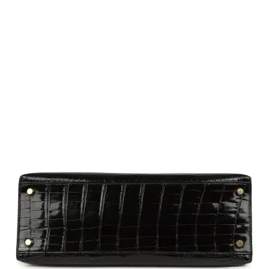 HERMÈS Vintage Hermes Kelly Sellier 32 Black Shiny Porosus Crocodile Gold Hardware | Thumbnail 6 HERMÈS Vintage Hermes Kelly Sellier 32 Black Shiny Porosus Crocodile Gold Hardware | Thumbnail 6