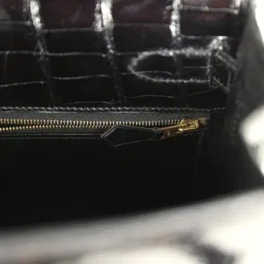 HERMÈS Vintage Hermes Kelly Sellier 32 Black Shiny Porosus Crocodile Gold Hardware | Thumbnail 9 HERMÈS Vintage Hermes Kelly Sellier 32 Black Shiny Porosus Crocodile Gold Hardware | Thumbnail 9